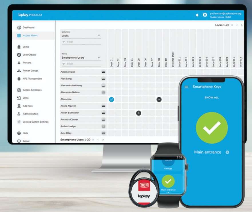 DOM Tapkey, smart lock, access solution